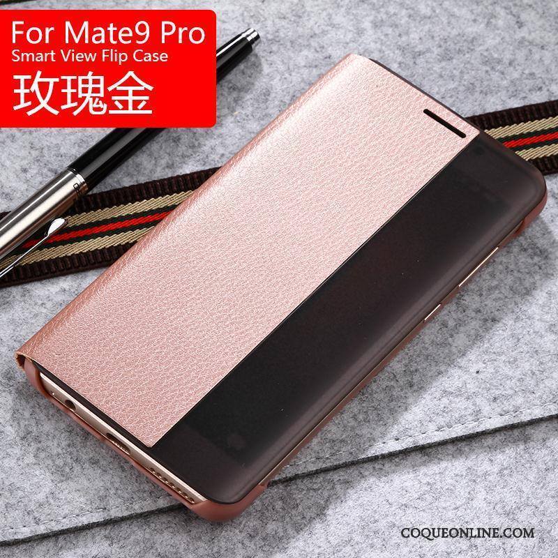 Huawei Mate 9 Pro Protection Étui En Cuir Clamshell Coque De Téléphone Or