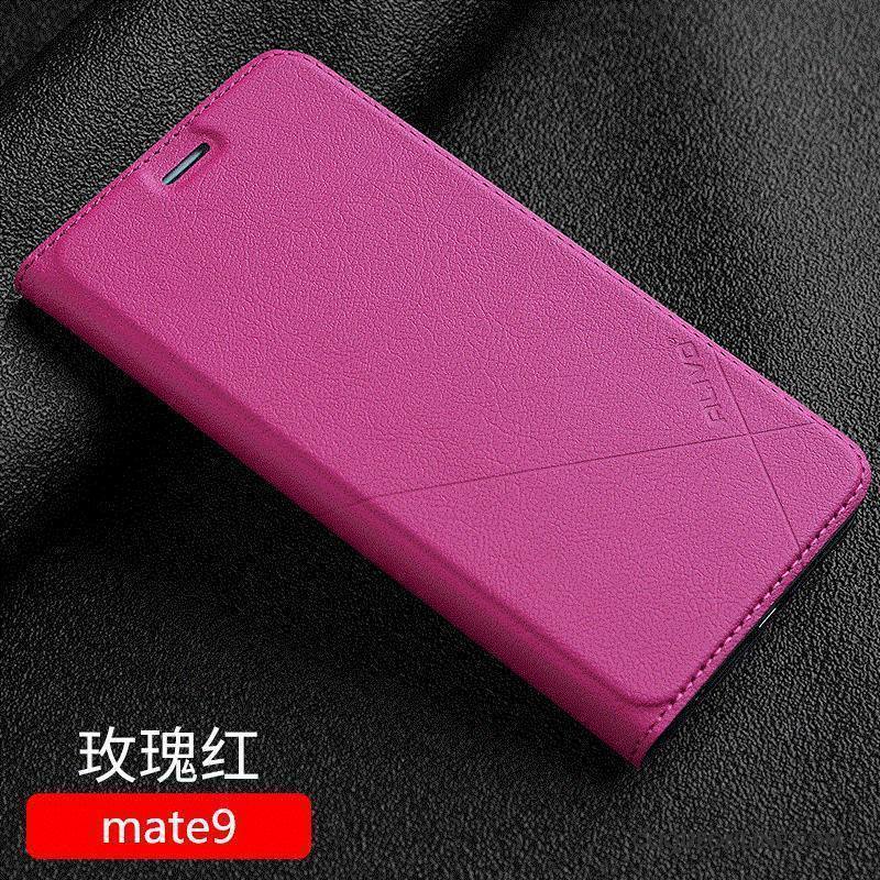 Huawei Mate 9 Protection Incassable Tout Compris Clamshell Étui En Cuir Coque De Téléphone Rouge