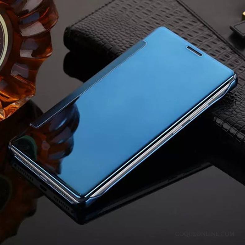 Huawei Mate 9 Étui Coque Étui En Cuir Bleu Miroir Clamshell De Téléphone