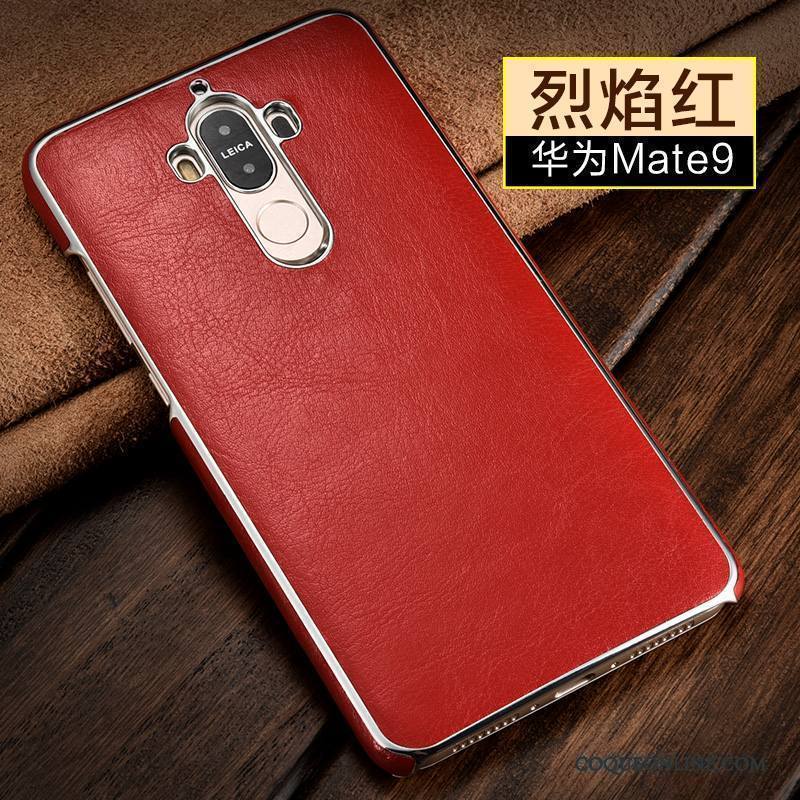 Huawei Mate 9 Étui Légère Mode Business Or Coque De Téléphone Rouge