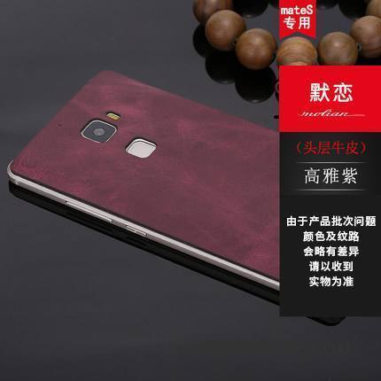 Huawei Mate S Coque De Téléphone Protection Métal Violet Étui Cuir Véritable Border