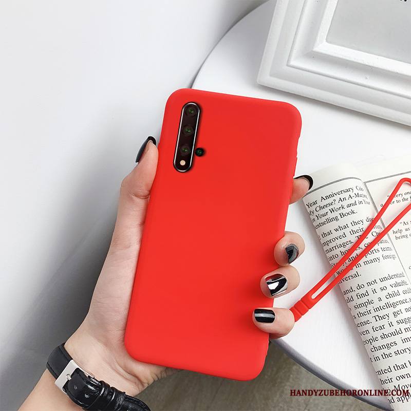 Huawei Nova 5t Coque Couleur Unie Personnalité Simple Rouge Tout Compris Créatif Étui