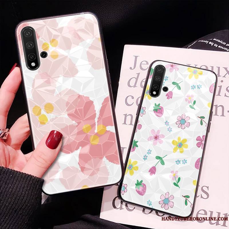 Huawei Nova 5t Net Rouge Modèle Fleurie Rose Coque De Téléphone Losange Tout Compris