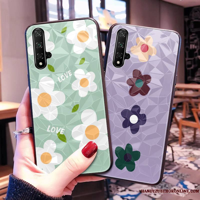 Huawei Nova 5t Petit Modèle Fleurie Dimensionnel Coque De Téléphone Vert Frais Net Rouge