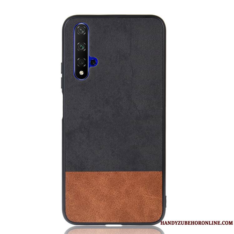 Huawei Nova 5t Étui Tendance Noir Coque De Téléphone Protection Tout Compris Couture Couleurs