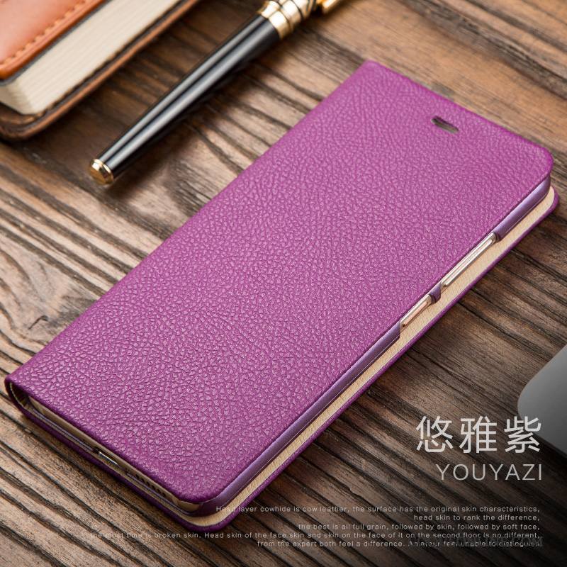 Huawei Nova Coque De Téléphone Incassable Tout Compris Housse Violet Cuir Véritable Étui