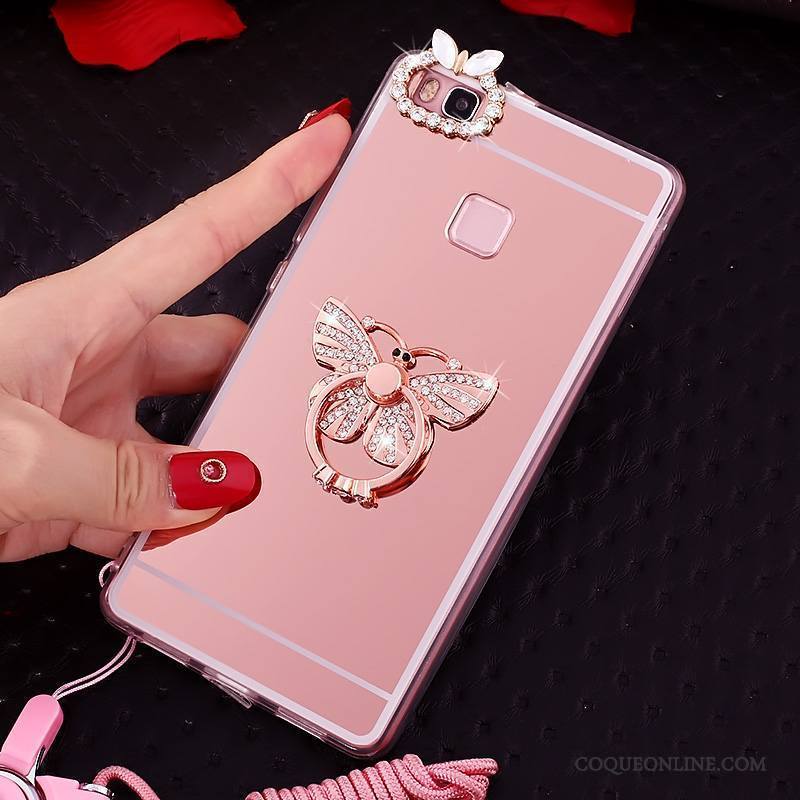 Huawei Nova Coque Incassable Fluide Doux Silicone Anneau Rose Ornements Suspendus Étui