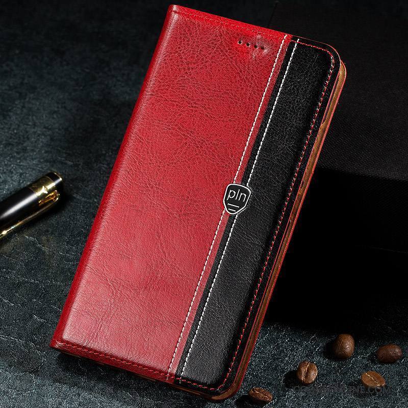 Huawei Nova Coque Protection Incassable Étui En Cuir Housse Cuir Véritable Téléphone Portable Rouge