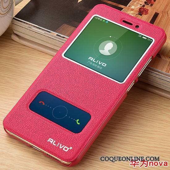 Huawei Nova Housse Protection Rouge Coque De Téléphone Jeunesse Étui Étui En Cuir