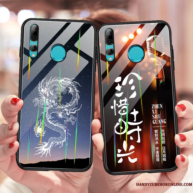 Huawei P Smart+ 2019 Créatif Verre Trempé Lumineuses Tendance Dragon Coque De Téléphone