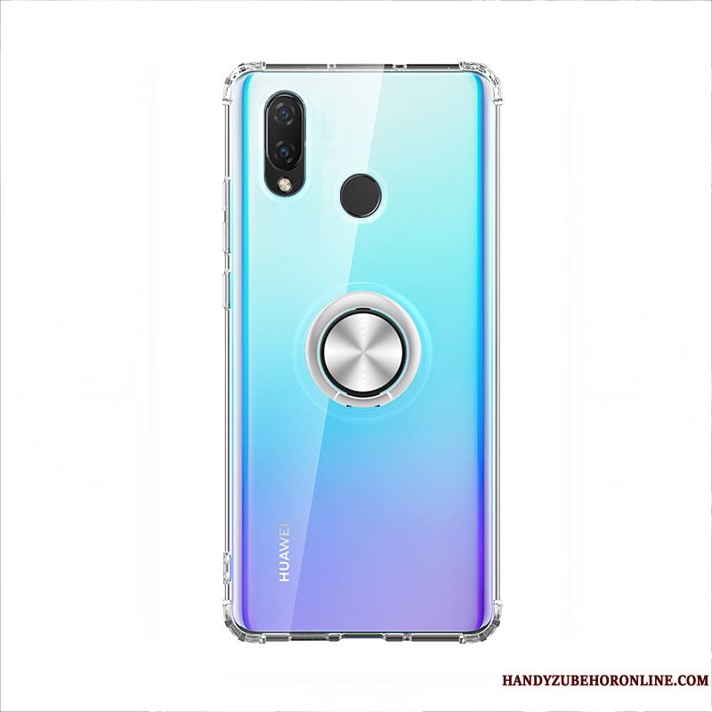 Huawei P Smart+ 2019 Incassable Silicone Coque De Téléphone Tout Compris Bleu Transparent