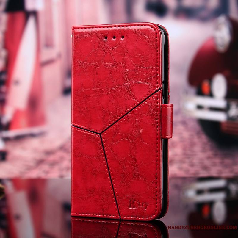 Huawei P Smart 2019 Mode Support Coque De Téléphone Rouge Une Agrafe Étui En Cuir