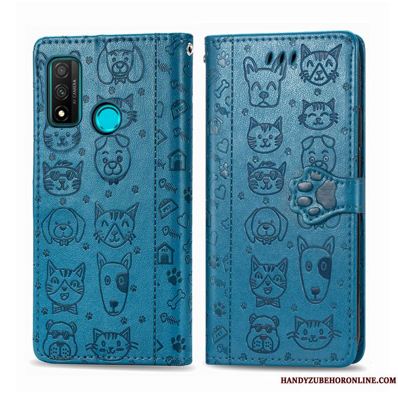 Huawei P Smart 2020 Coque De Téléphone Étui En Cuir Chat Protection En Relief Similicuir Housse