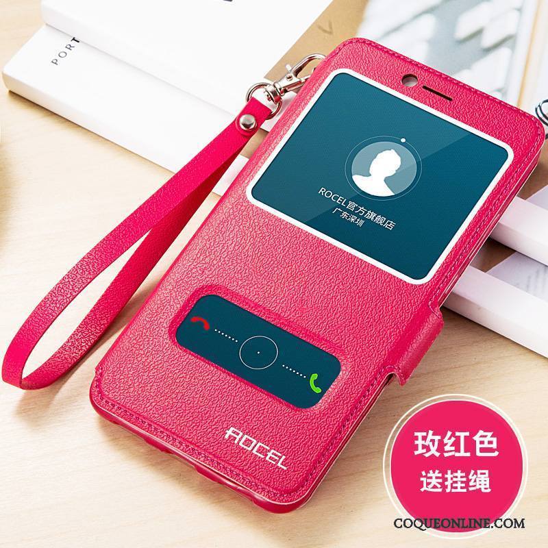 Huawei P Smart Clamshell Tout Compris Protection Étui En Cuir Rouge Coque De Téléphone Silicone