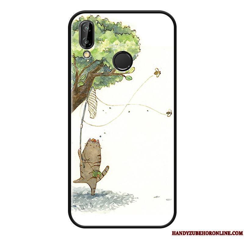 Huawei P Smart+ Coque Blanc Étui Dessin Animé Charmant Gaufrage Squid Tendance