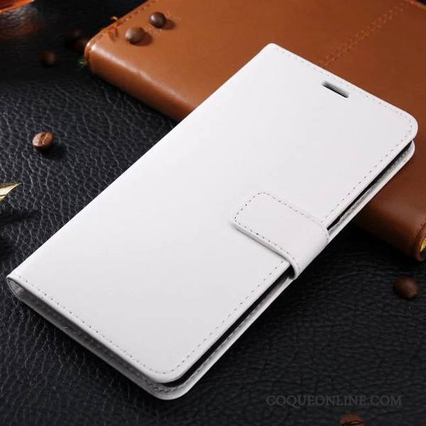 Huawei P Smart Coque Étui Fluide Doux Téléphone Portable Cuir Véritable Blanc Étui En Cuir Clamshell