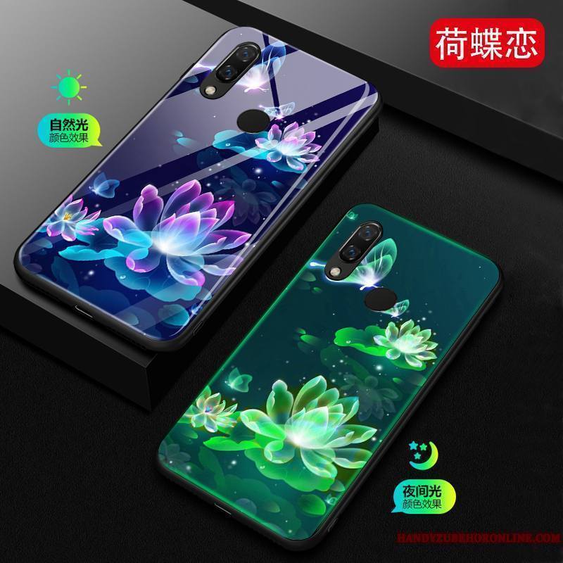 Huawei P Smart+ Coque Étui Noir Verre Téléphone Portable Lumineuses Incassable Protection