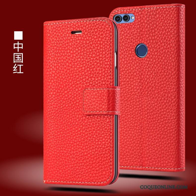 Huawei P Smart Coque Étui Étui En Cuir Incassable Housse Tout Compris Rouge Protection