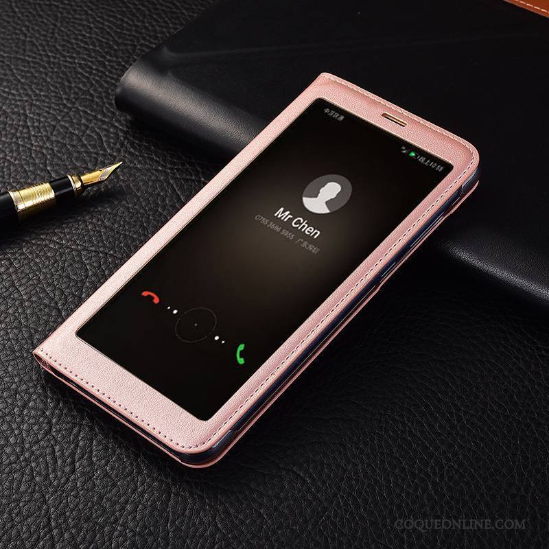 Huawei P Smart Housse Incassable Coque De Téléphone Étui En Cuir Or Rose Cuir Véritable Protection