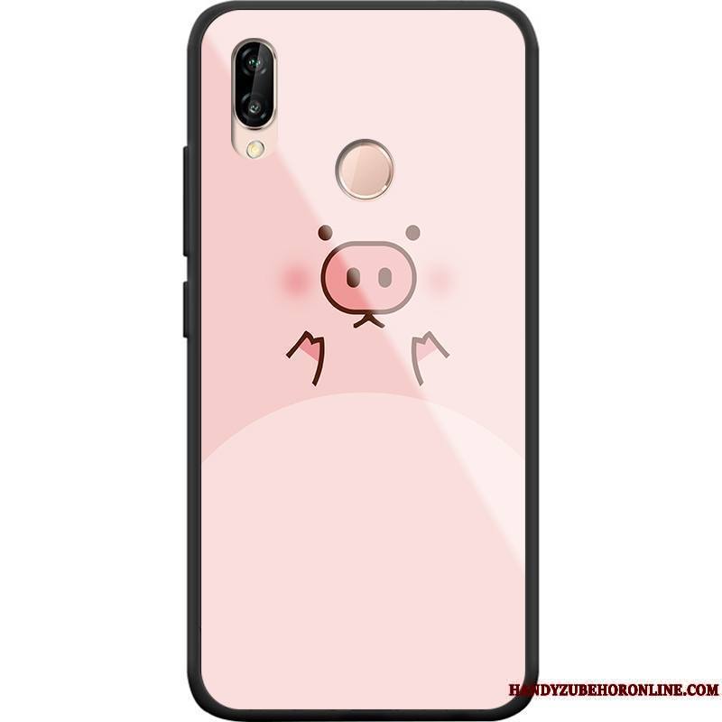 Huawei P Smart+ Tout Compris Fluide Doux Coque De Téléphone Incassable Personnalité Rose Silicone