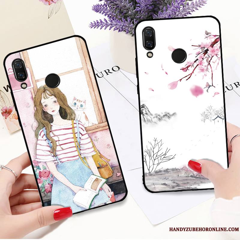 Huawei P Smart Z Support Dessin Animé Coque De Téléphone Encre Rafraîchissant Simple Fleur De Pêche