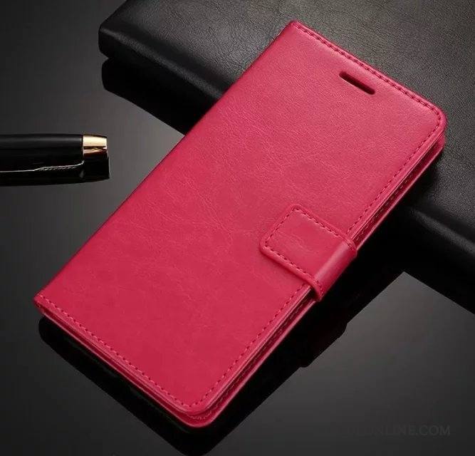Huawei P Smart Étui En Cuir Fluide Doux Rouge Coque De Téléphone Incassable