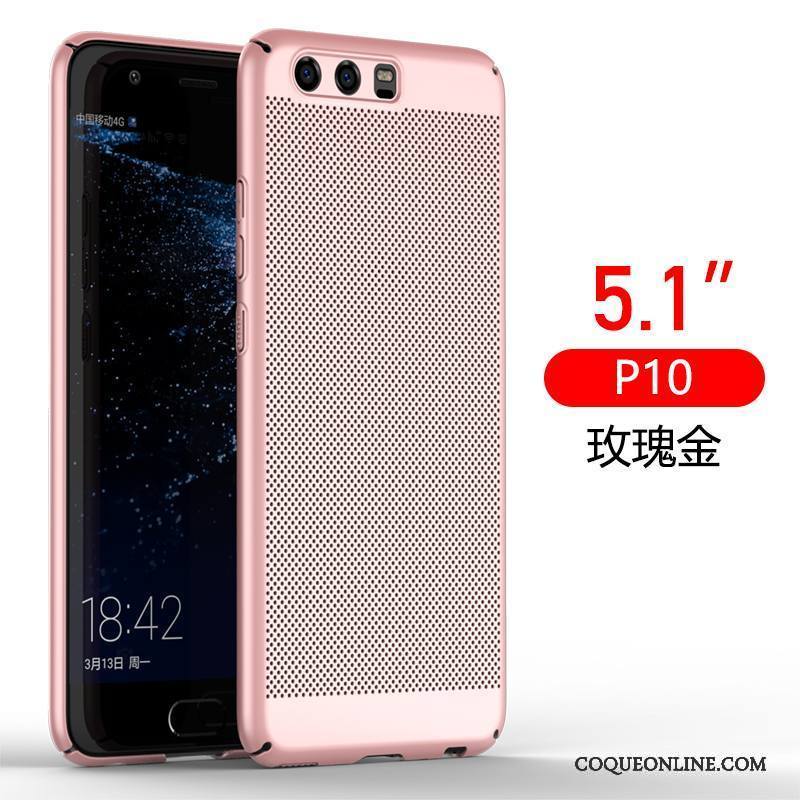 Huawei P10 Coque Pu Étui Respirant Tout Compris Délavé En Daim Protection Rose