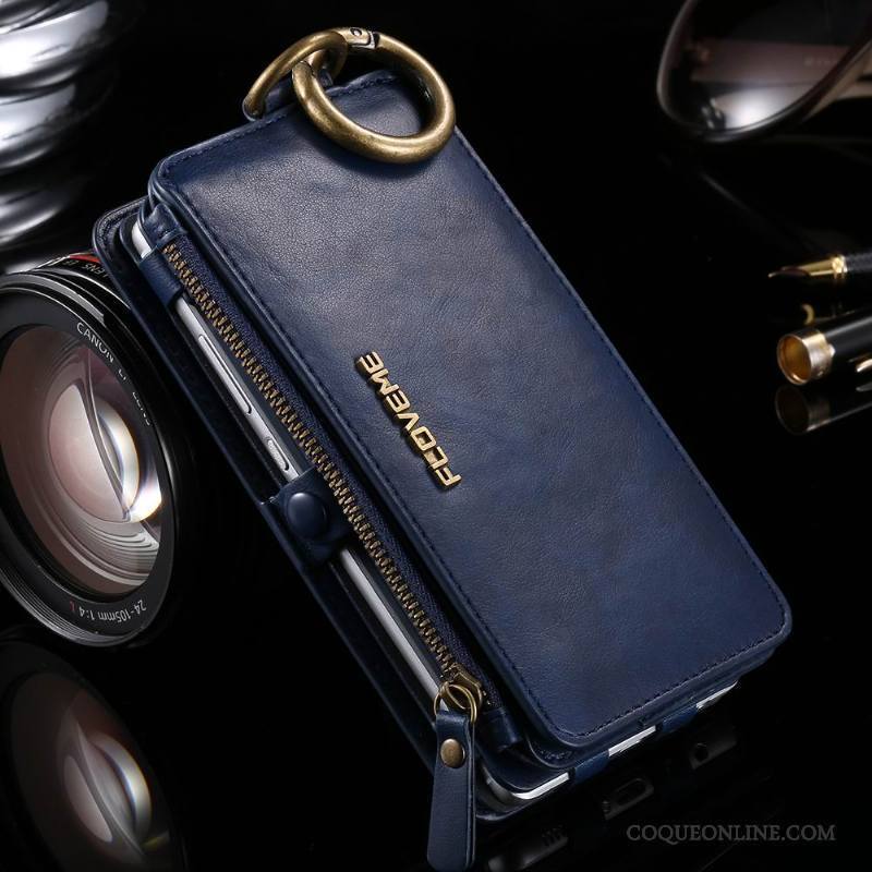 Huawei P10 Cuir Véritable Business Housse Carte Coque Bleu Étui En Cuir