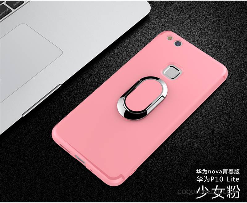 Huawei P10 Lite Coque Protection Incassable Tendance Étui Rose Magnétisme Jeunesse
