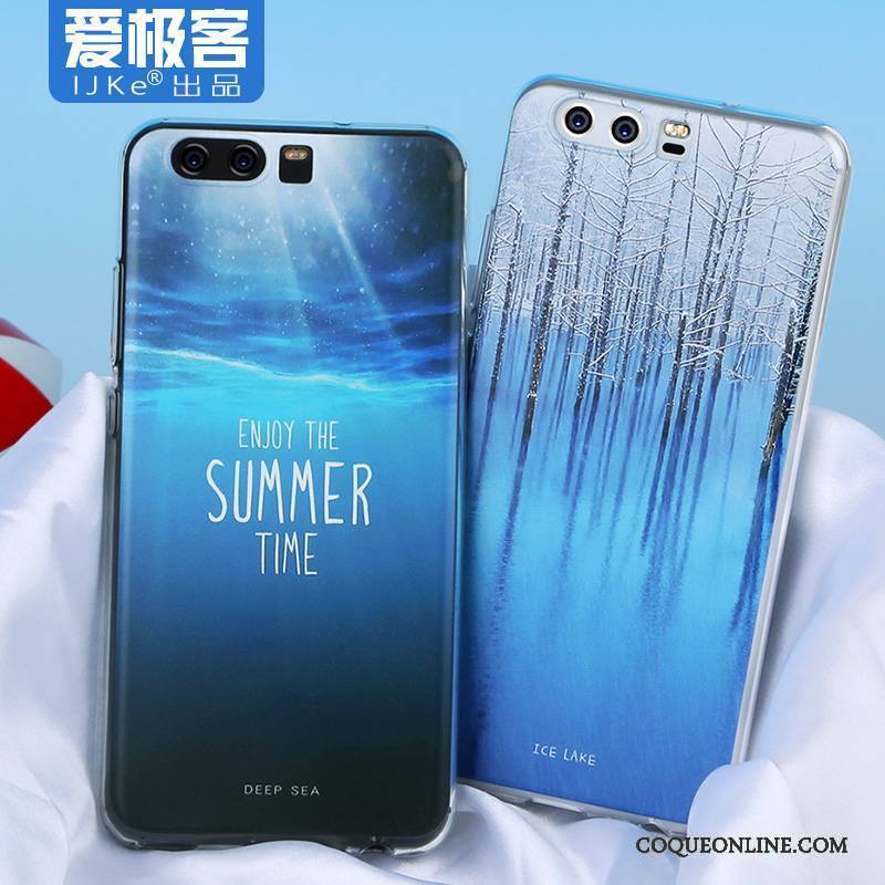 Huawei P10 Plus Bleu Transparent Créatif Étui Coque Fluide Doux De Téléphone