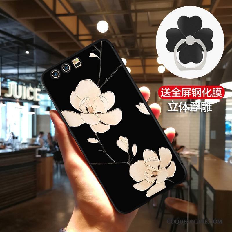 Huawei P10 Plus Coque Protection Créatif Noir Incassable Tendance Gaufrage Art