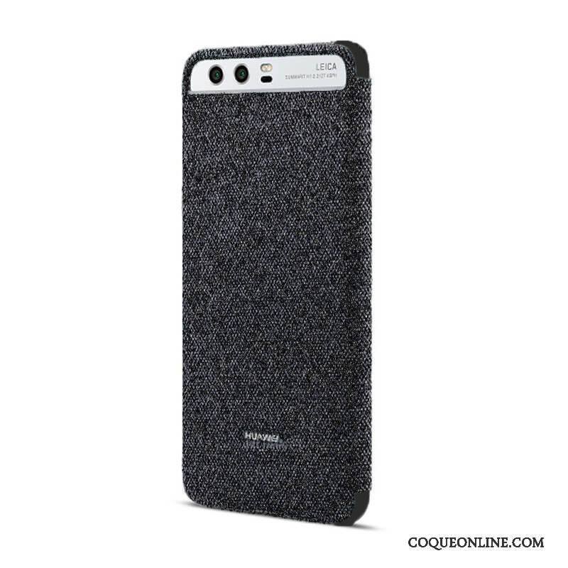 Huawei P10 Plus Coque Téléphone Portable Tempérer Protection Étui En Cuir Authentique Noir Membrane