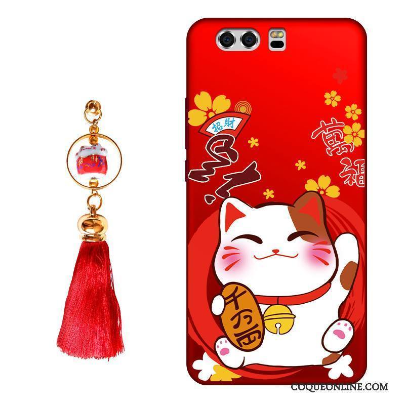 Huawei P10 Plus Coque Étui Chat Richesse Protection Rouge Délavé En Daim Nouveau