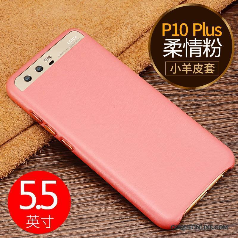 Huawei P10 Plus Incassable Coque De Téléphone Étui En Cuir Rose Business Haute Qualité Protection