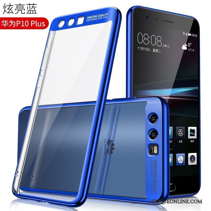 Huawei P10 Plus Incassable Personnalité Coque De Téléphone Tendance Étui Transparent Bleu