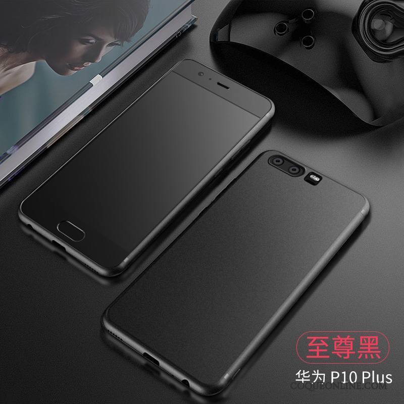 Huawei P10 Plus Noir Silicone Tout Compris Délavé En Daim Étui Coque De Téléphone Fluide Doux