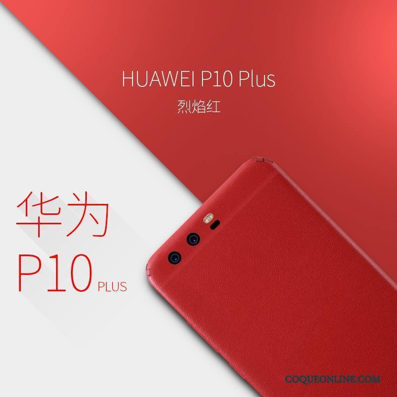 Huawei P10 Plus Rouge Protection Étui Étui En Cuir Membrane Coque De Téléphone Très Mince