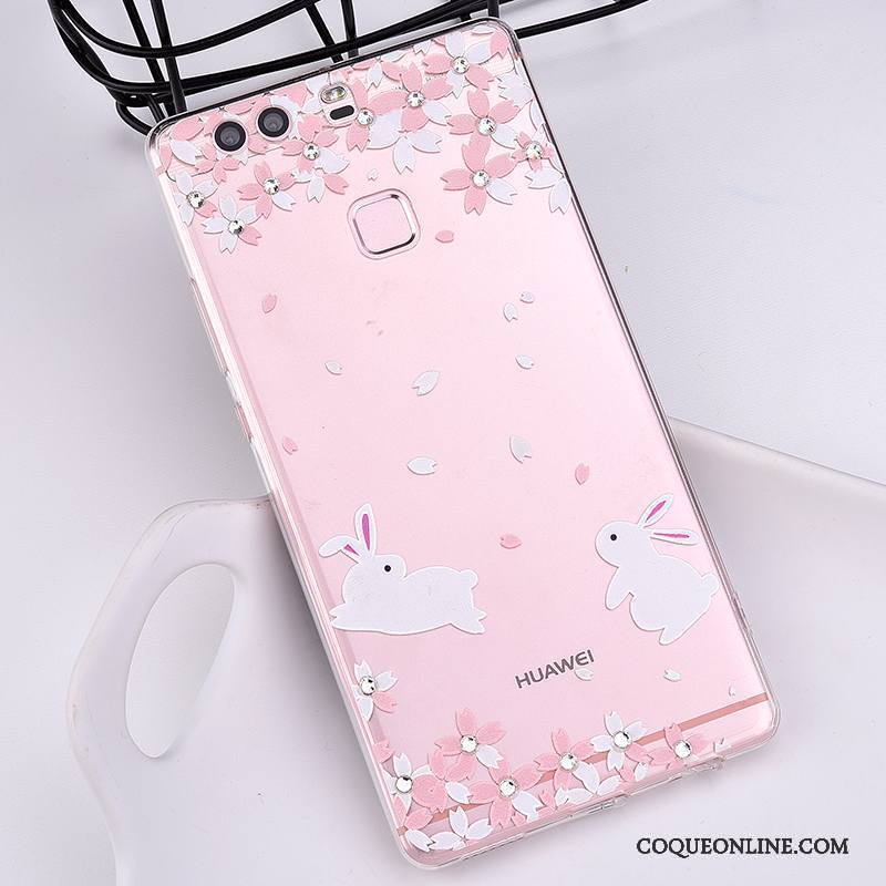 Huawei P10 Plus Tout Compris Ornements Suspendus Étui Coque De Téléphone Silicone Rose Fluide Doux