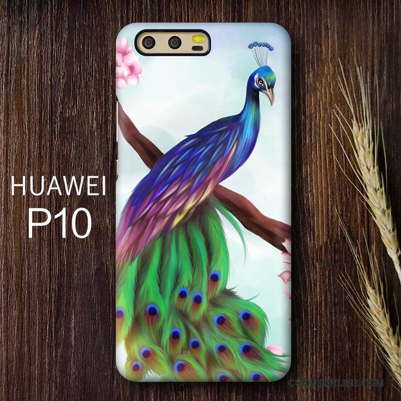 Huawei P10 Plus Étui Délavé En Daim Incassable Coque De Téléphone Vert Paon Téléphone Portable