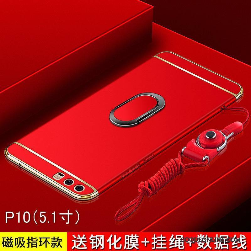 Huawei P10 Tendance Rouge Délavé En Daim Incassable Protection Coque De Téléphone Étui