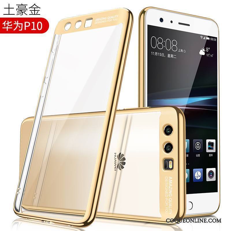 Huawei P10 Très Mince Transparent Tendance Étui Silicone Coque De Téléphone Or