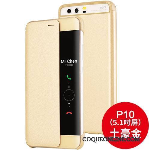 Huawei P10 Étui En Cuir Incassable Protection Or Clamshell Coque De Téléphone