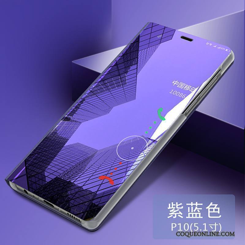Huawei P10 Étui En Cuir Tout Compris Clamshell Violet Protection Incassable Coque De Téléphone