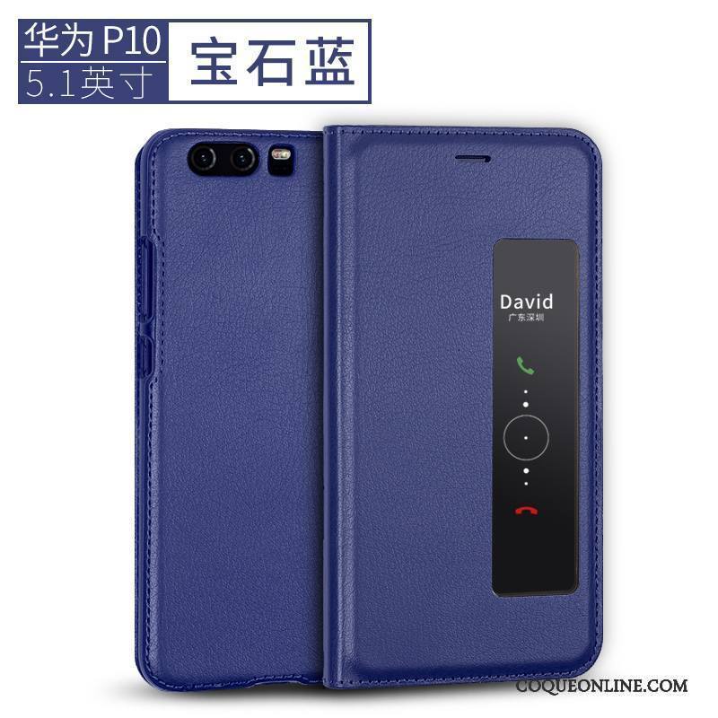 Huawei P10 Étui Tout Compris Clamshell Bleu Coque De Téléphone Incassable Étui En Cuir