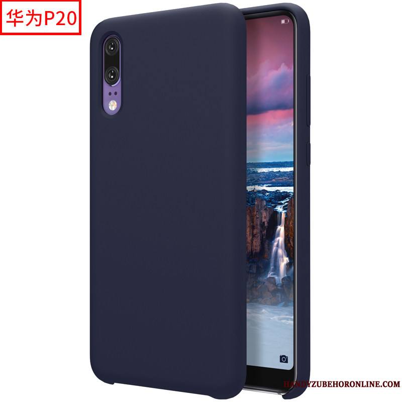 Huawei P20 Coque De Téléphone Incassable Or Tout Compris Bleu Fluide Doux Protection