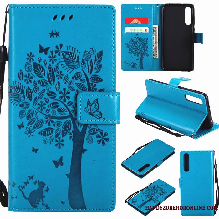 Huawei P20 Coque Incassable Protection Tout Compris Étui En Cuir Silicone Bleu Housse