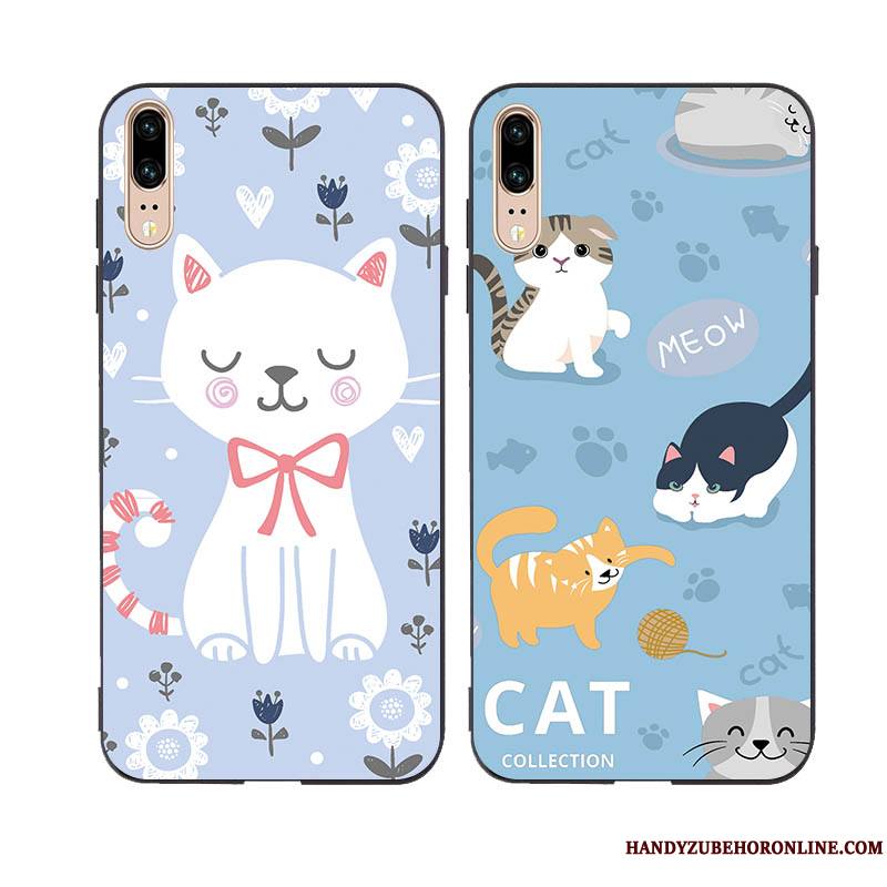 Huawei P20 Dessin Animé Bleu Étui Coque Tendance Ornements Suspendus Protection