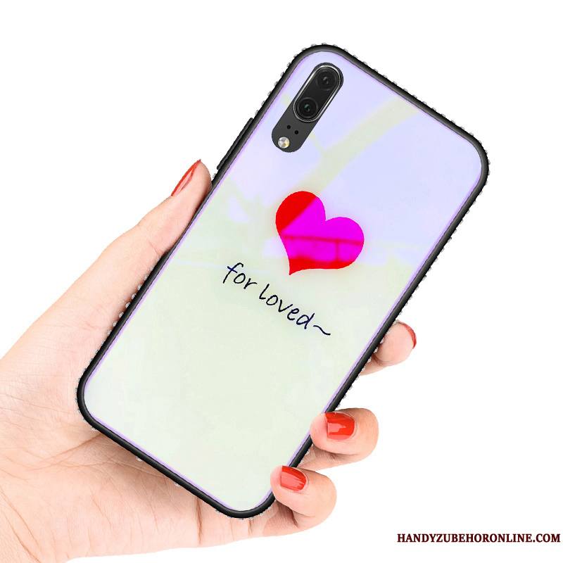 Huawei P20 Incassable Blanc Protection Coque De Téléphone Border Tendance Étui