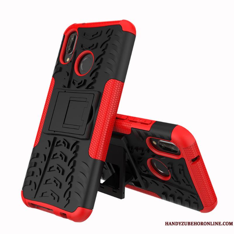 Huawei P20 Lite Incassable Rouge Protection Coque De Téléphone Trois Défenses Support Armure