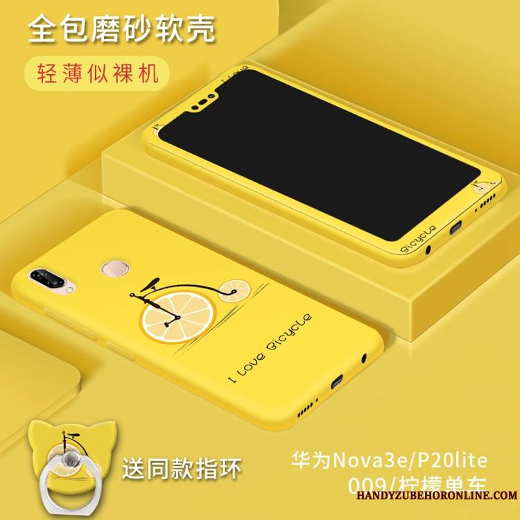 Huawei P20 Lite Membrane Coque De Téléphone Protection Silicone Jaune Étui Tempérer